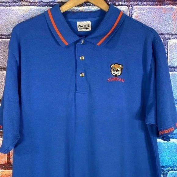Vintage Awana Official Uniform Men’s Classic Polo Blue XL Teddy Bear Embroidery - Picture 2 of 8
